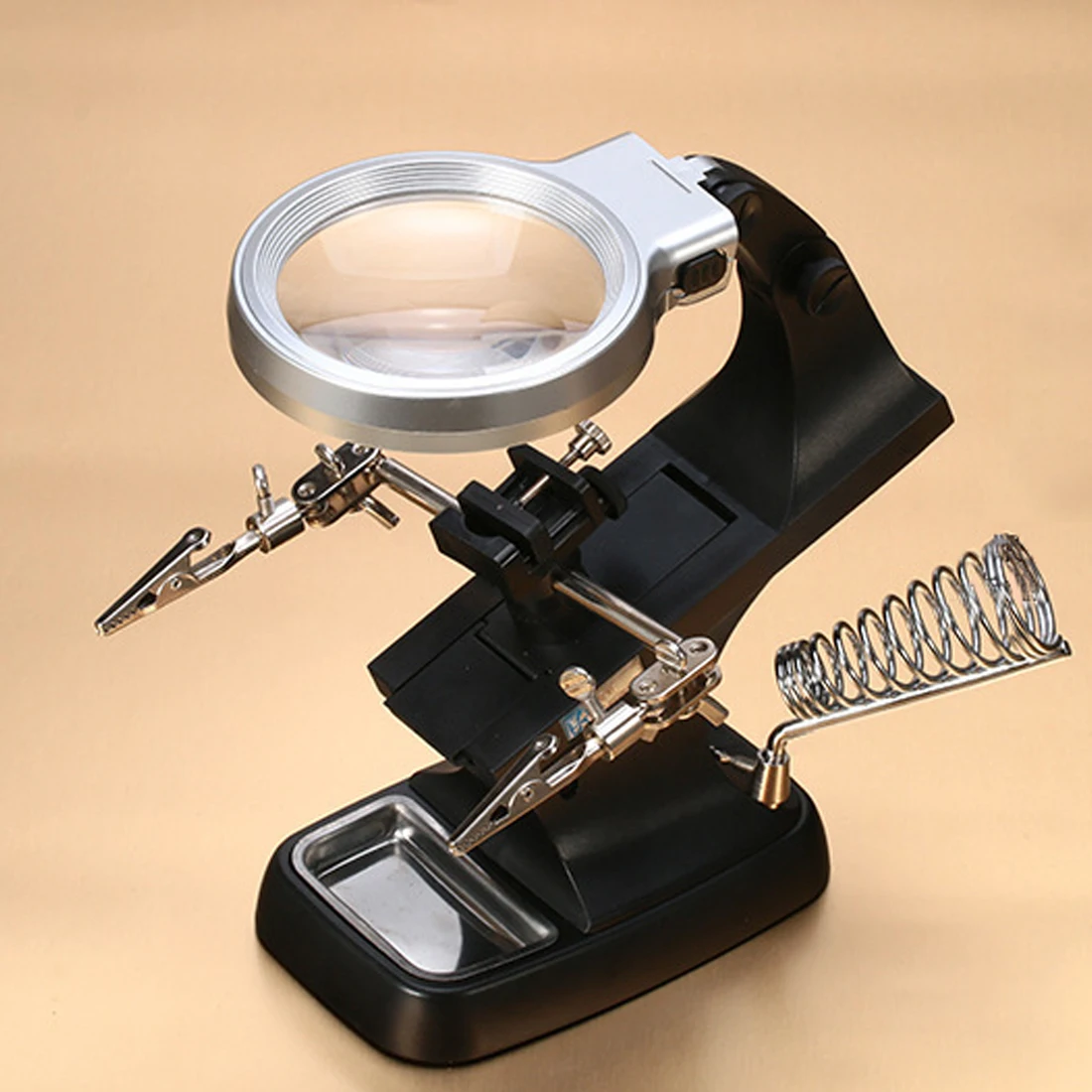 Multi-functional Welding LED Magnifier 1pc 3X/4.5X Helping Hand Soldering Iron Repair Tool with Alligator Clip Holder Clamp