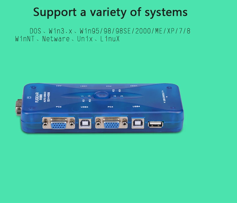 USB2.0 kvm-переключатель Авто 4 Порты и разъёмы USB переключатель концентратора с соединительный кабель 4 компьютеры поделиться Мышь и