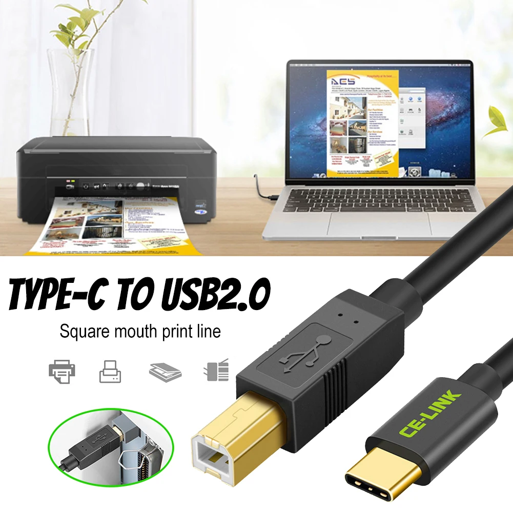 Type C мужской разъем для USB 2,0 B Тип Мужской кабель для передачи данных адаптер для сотового телефона и принтера и жесткого диска