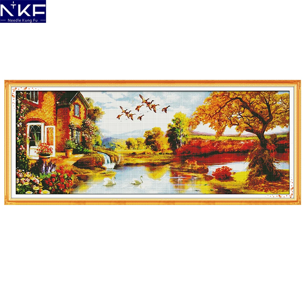NKF Golden Scenery Chinese Cross Stitch Counted Cross Stitch Kits for