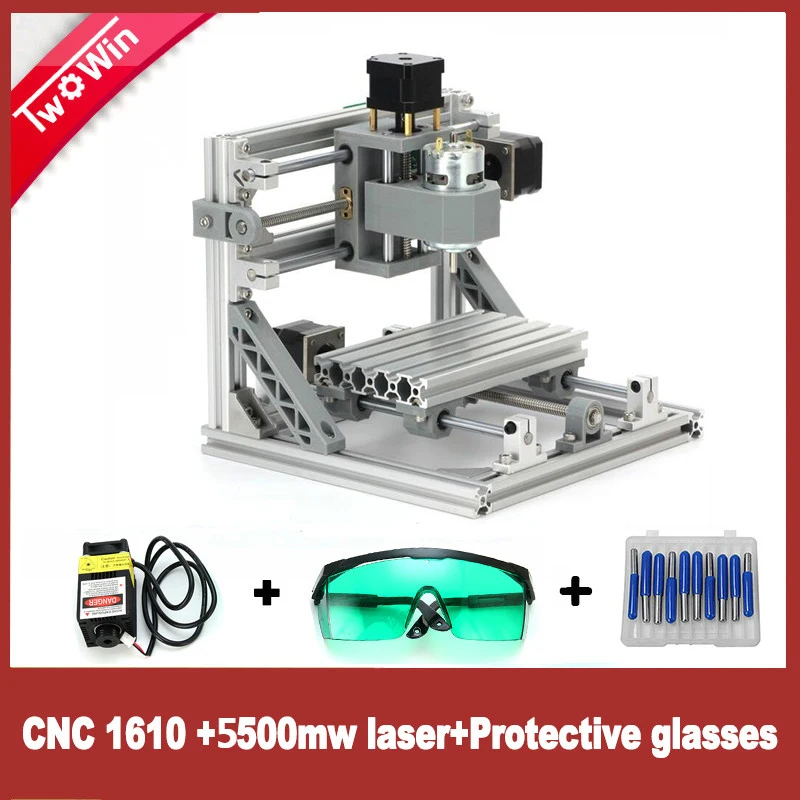 

1610 Mini CNC Machine +5500mw Laser 3 Axis PCB Milling Machine Wood Carving Three Axis Machine with GRBL Control
