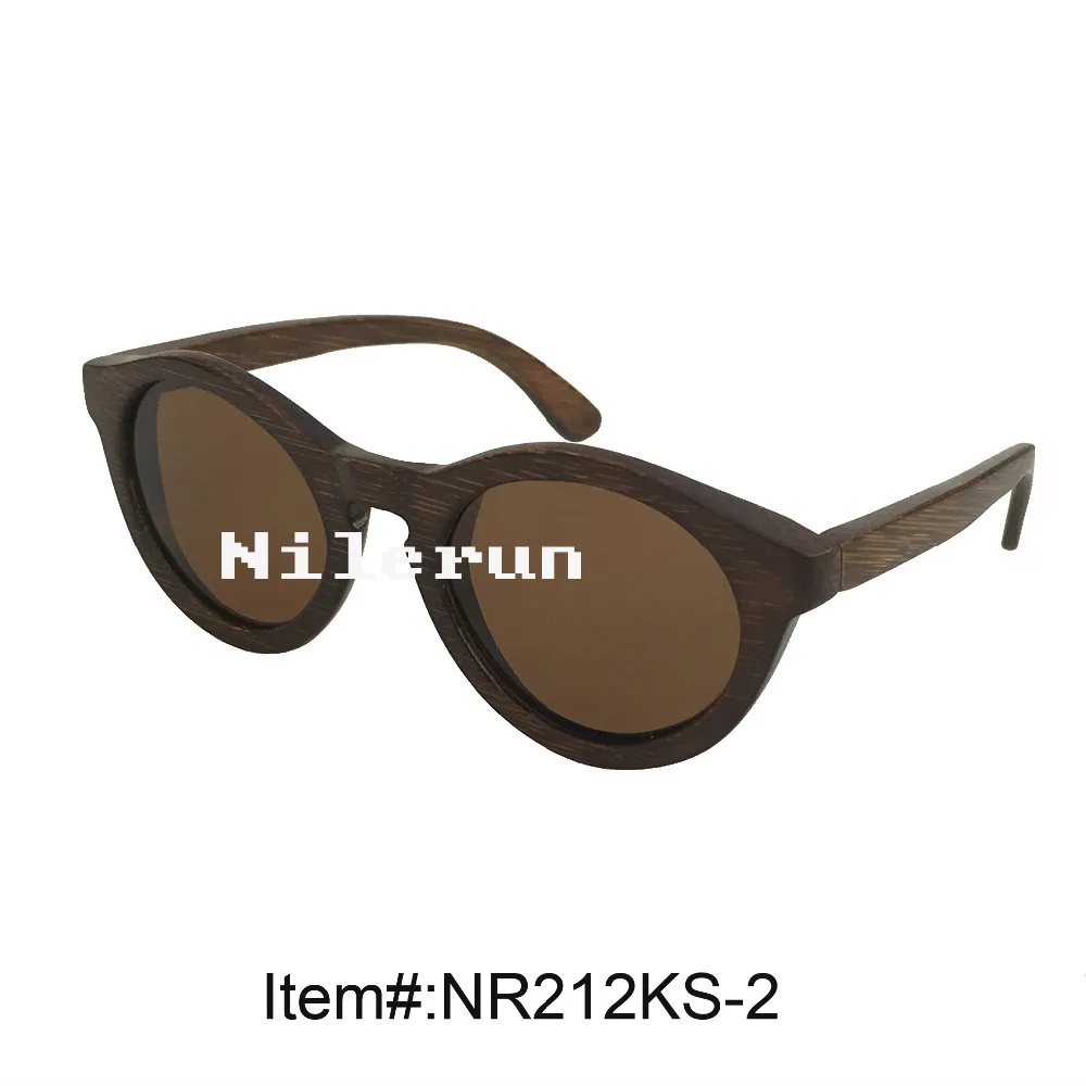 

stylish small round brown bamboo sunglasses