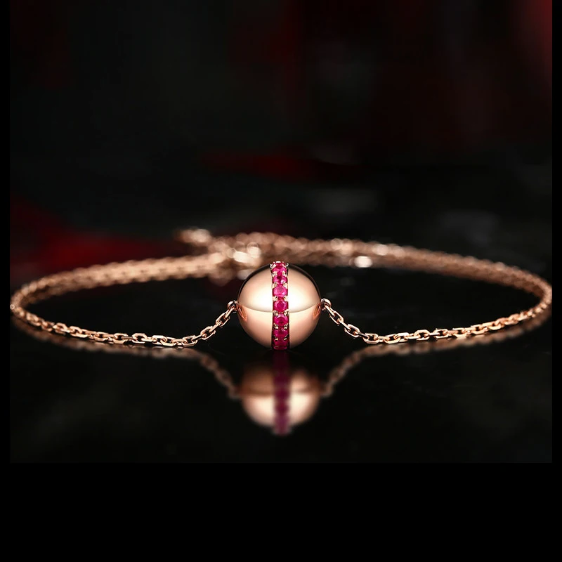 

Natural ruby 18k Pure Gold Female Bracelets Fine Jewelry Gift Girl Thin Trendy Solid 750 Real Bangle Party Good Nice