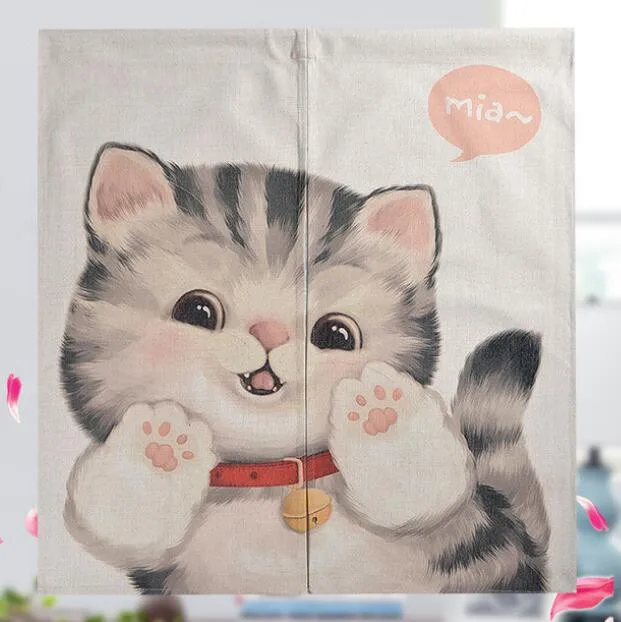 

Vintage Cute Cat Kitten Linen Kitchen Living Room Curtain Lovely Cats Curtains Noren Japanese Tapestry Meow Pet Home Decor Gifts