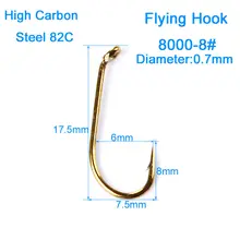 200x/комплект золотой Fly рыболовный крючок 8000-8 #12 #14 #16 # Рыболовный крючок Пресноводные бас
