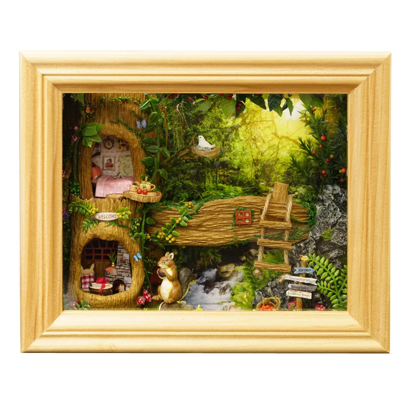 

DIY Handmade Wooden Doll House Miniature Dollhouses Nut House Kit Music Box LED Lights Toys For Children Xmas Gifts