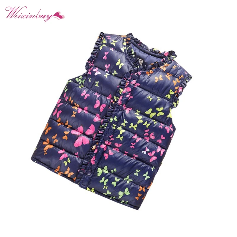 

Girls Vests 2-7 Y Winter Children's Down Warm Vest Baby Girls Sweet Floral Waistcoat Kids Girl Outerwear QF