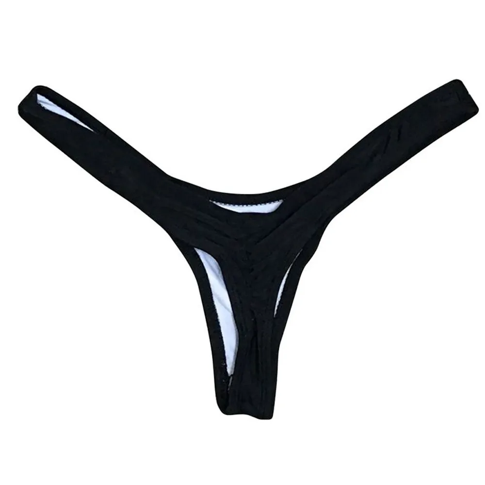Women Brazilian Print Bikini Bottom Thong Bathing Beach Swimsuit Swimwear Skinny Solid Polyester Sexy Causal Women's Bikini A7