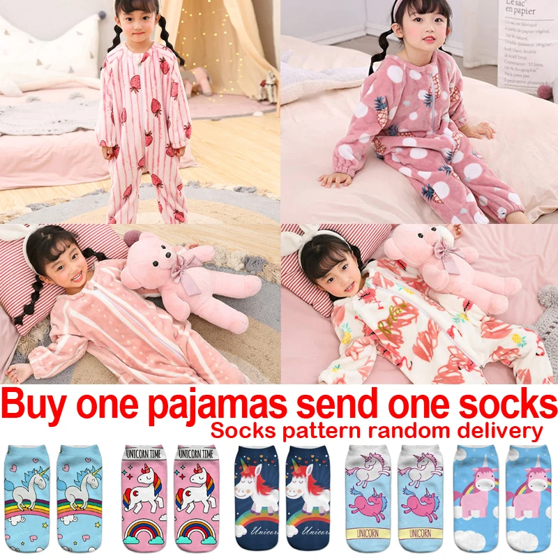 

Cute Kids Pajamas For Girls Onesie Children Plush Costume Pink Princess Girl rabbit Flannel Sleepwear Warm Winter Sleepers Sweet