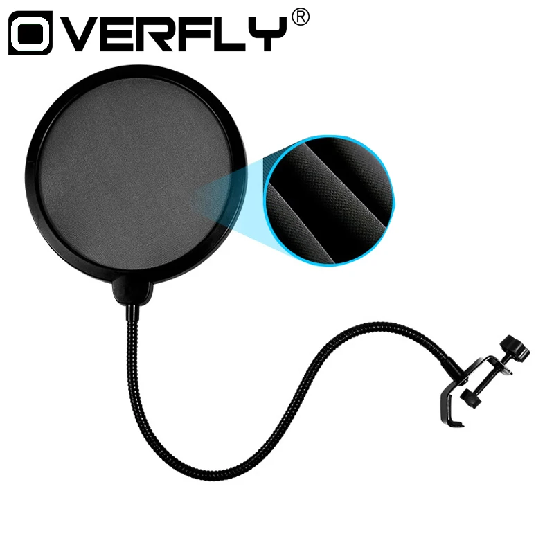 

Ovefly Double Layer Studio Microphone Mic Wind Screen Pop Filter/ Swivel Mount / Mask Shied For Speaking Recording