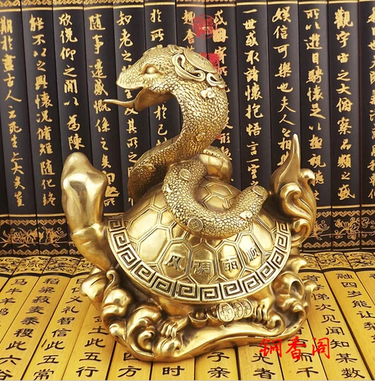 

B0601 425Old antique Bronze Arts & Crafts Home decoration of the devastating copper square pure copper dragon turtle statue
