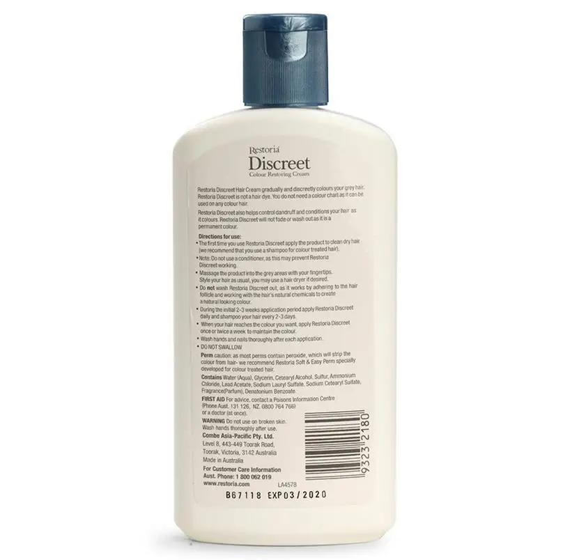 Original Restoria Discreet Colour Restoring Cream Lotion Hair Care 250ml Reduce Grey Hair for Men and Women 2
