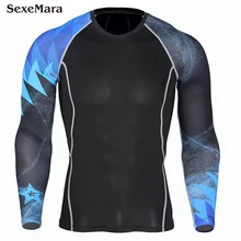 Мужские Утягивающие шорты длинный рукав, дышащий физический Фитнес Футболка Бодибилдинг Тяжелая атлетика базовый слой фитнес облегающая одежда для верхней части тела