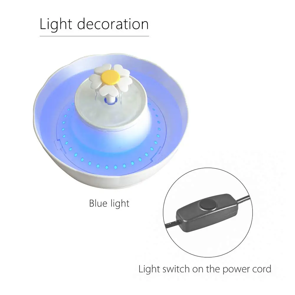 Питомец фонтан кошка диспенсер для воды светодиодный освещение 2.3л кошачий фонтан собака питьевой воды двойной фильтры свежая чистая вода Ультра тихий
