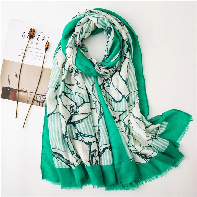 Women Fashion Lurex Floral Viscose Scarf Lady Print Shimmer Soft Shawls and Wraps Muffler Headband Echarpe Foulards Muslim Hijab - Цвет: 7