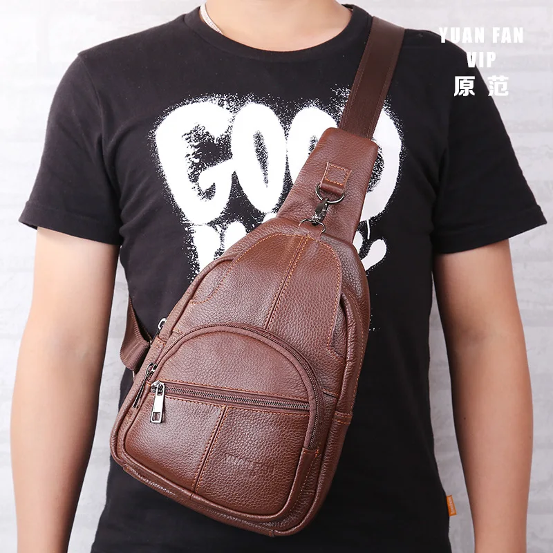 

Trend Fashion New Genuine Leather Chest Pack Men Sling Bag Mens Crossbody Shoulder s Male Messenger