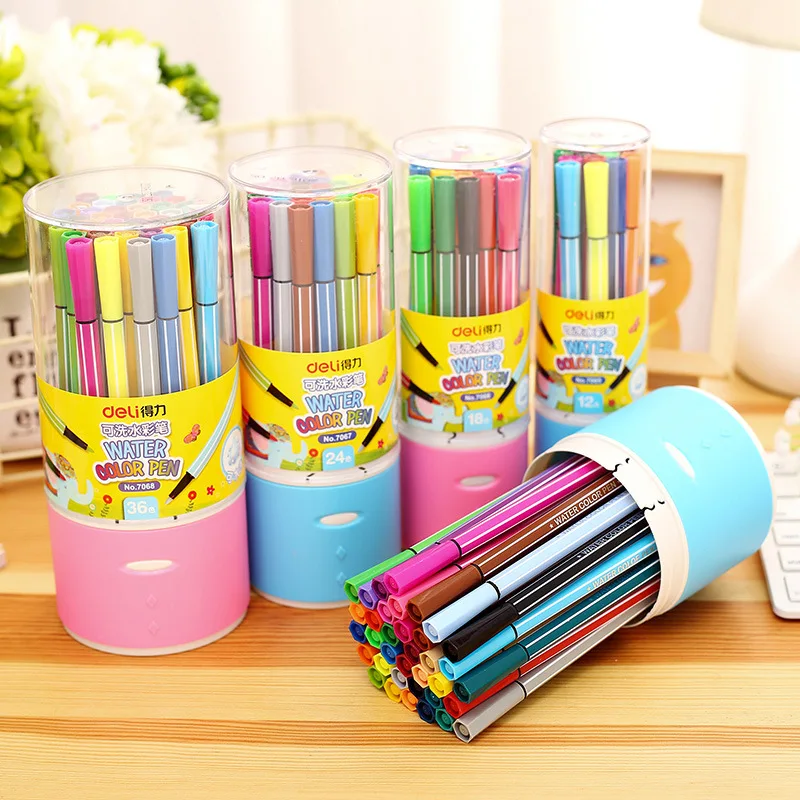 

Fancy 12/18/24/36 colors Washable Colored Pen Painting Marker Artist Drawing Set Student Art Supplies Highlight Water Color Pens