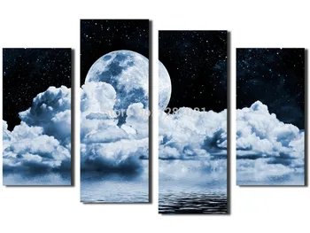 

2017 Fallout Canvas Painting 4 Pcs Of Wall Art Ocean Moon Deformation Painting Canvas Pictures On The In Living Room