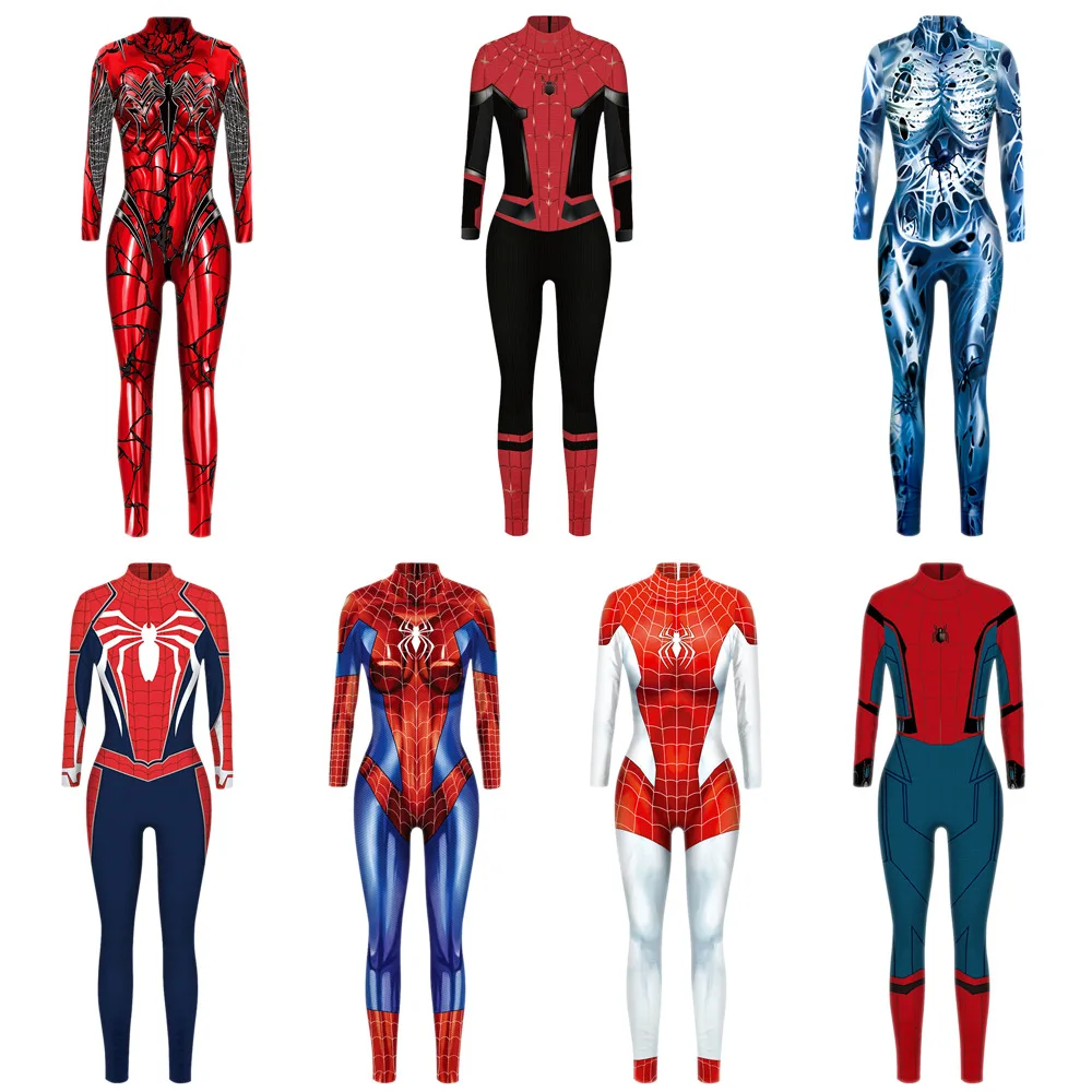 

Spiderman Costume Halloween Costumes For Women Spiderman Cosplay Suit For Adult Punky Back Zipper Macacao Feminino C128