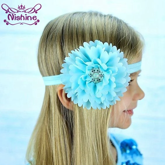 

Nishine 16 Colors Peony Flowers Girls Headband Party Clothing Matching Hair Accessories Dancing Headwear Pearl Headdress