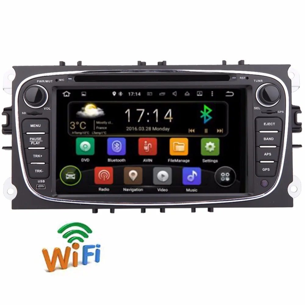 Android 2Din 7 дюймов Автомобильный dvd плеер для FORD FOCUS MONDEO 2012 2013 2014 2015 с wifi радио GPS Bluetooth