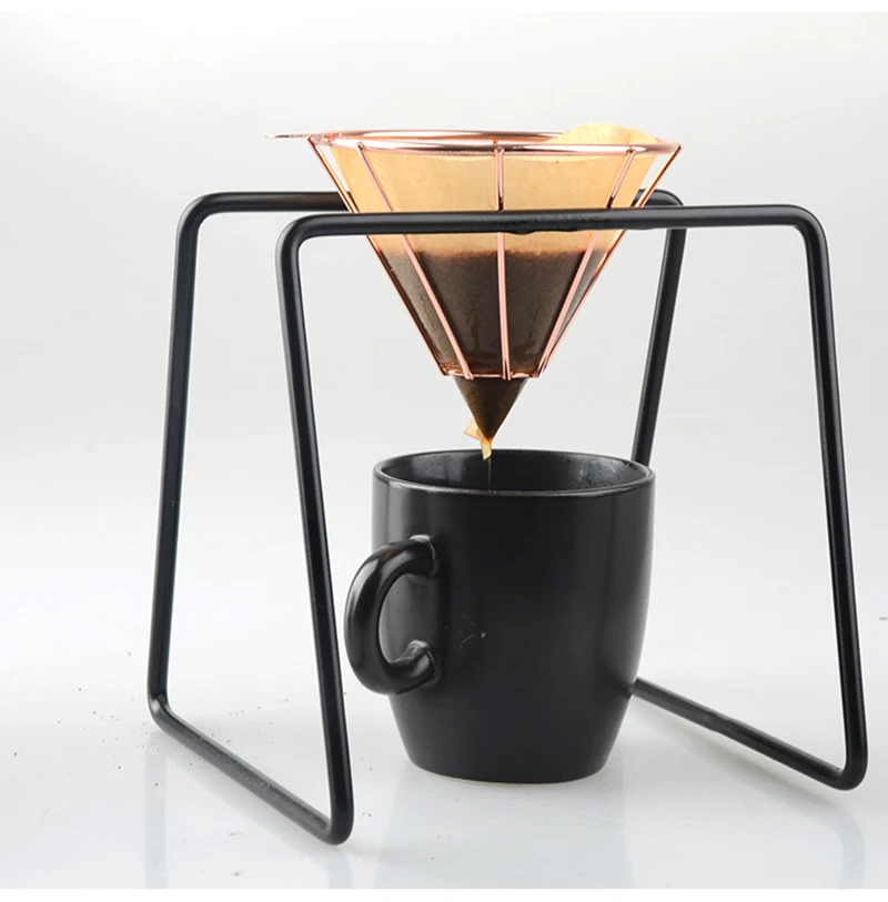 V60 1-2 чашки металлический держатель фильтра для кофе бытовой фильтр для капельного кофе воронка Brassy многоразовые воронки сетки фильтра корзины