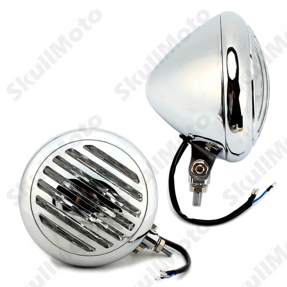 

Metal 6 3/4" Chrome Motor Bike Parts Grill Retro Vintage HeadLight Lamp 10mm For Harley Bobber Chopper SX650