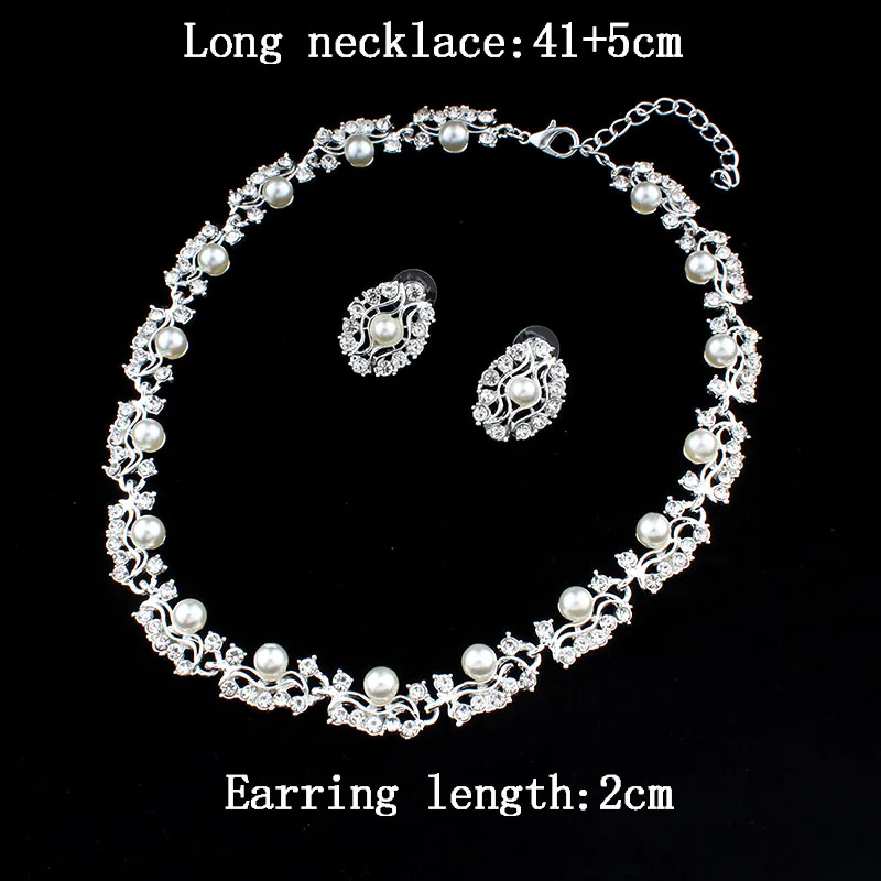 Hot Imitation Pearl Wedding Necklace Earring Set Bridal Jewelry
