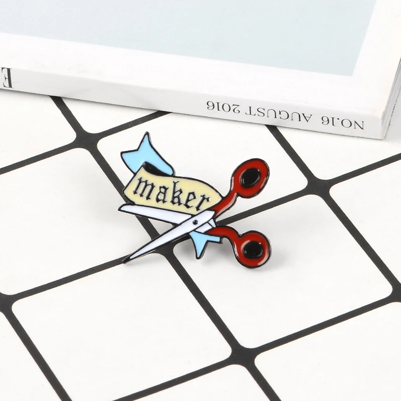 Scissor Enamel Lapel Pin MAKER Artist Brooch Artist Designer Mother Worker Dressmaker Badge Pins