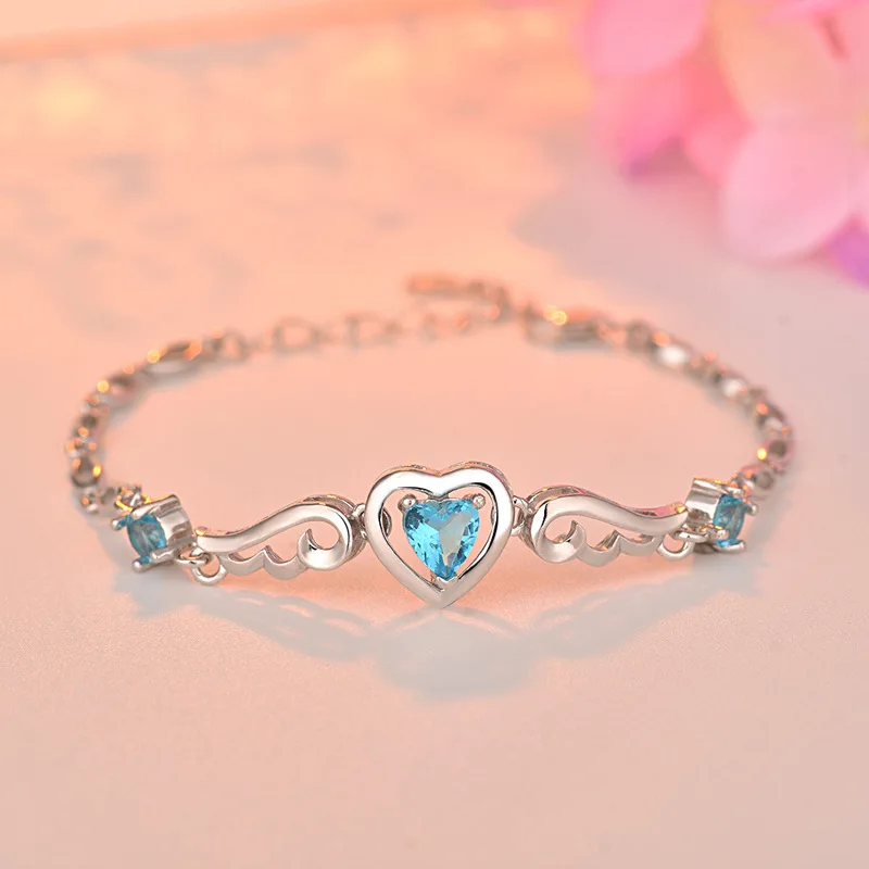 

ZTUNG GLP7 party 2019 Europe and America new heart Bracelet fashion jewelry Bangles silver bracelet for girl gift with packing
