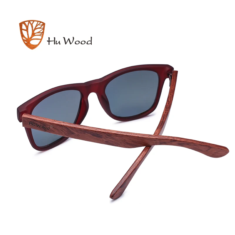 Мужские Винтажные Солнцезащитные очки Hu Wood Черные Квадратные поляризованные