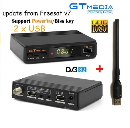 5 шт. GT MEDIA V7S HD Freesat V7s с USB Wi Fi DVB S2 спутниковый ТВ приемник поддержкой PowerVu Biss Key gtmedia