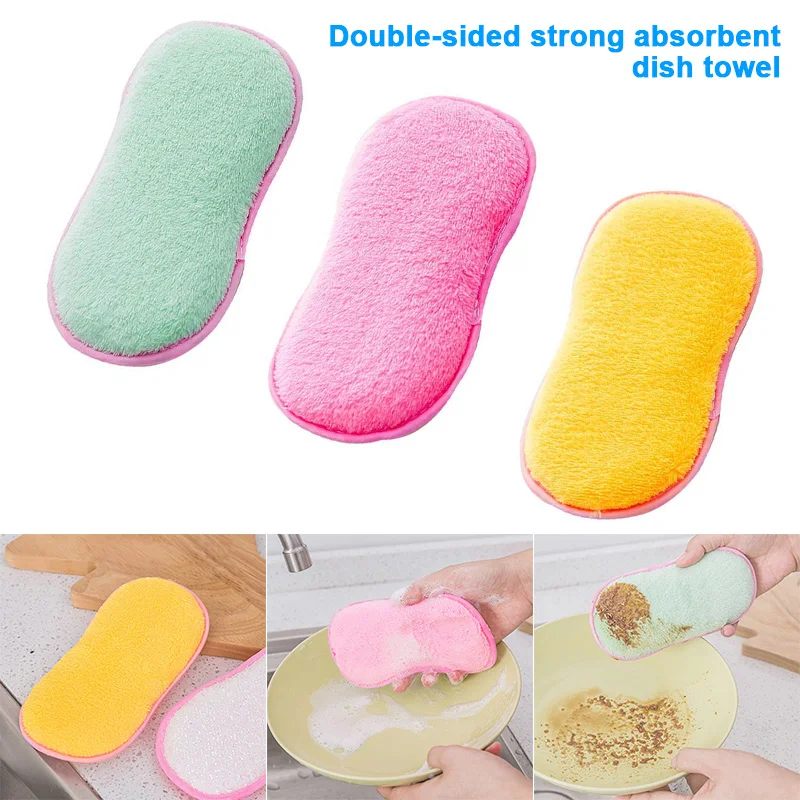 

3pcs Kitchen Scouring Pads Double Sided Antibacterial Scrubbing Sponges Cookware Scrubber 2018ing