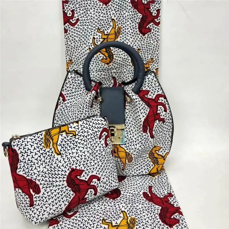 

african wax bag sets 3 pieces/set ankara wax handbag matching 6 yards african real soft wax hollandais fabric ! J52961