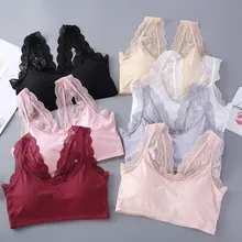 Женская безрукавка бесшовная кружевная сторона анти-легкая майка удобная красивая без косточек с поролоновыми вставками Женская майка