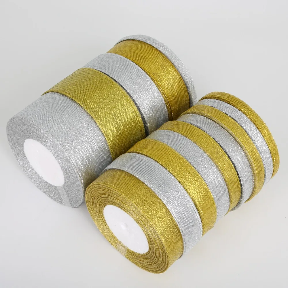 Polyester Flat Rope 25yards Gold/Silver Wedding Gift Packing Ribbon Rope 7mm-38mm For DIY Crafts Handmade Decorative Thread Cord polyester rope craft twine