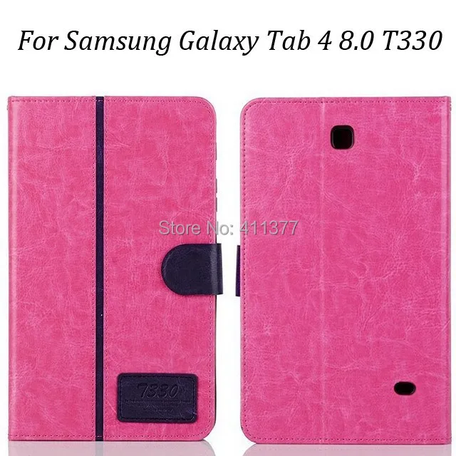 10pcs/lot Free Shipping Book Style 3 Card Slots Retro Crazy Horse Leather Case with Stand For Samsung Galaxy Tab 4 8.0 T330 |