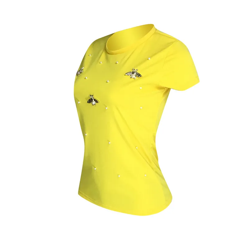 Женская желтая футболка с круглым вырезом и коротким рукавом, повседневный топик, женская футболка с бабочкой, летняя Базовая футболка, большие размеры
