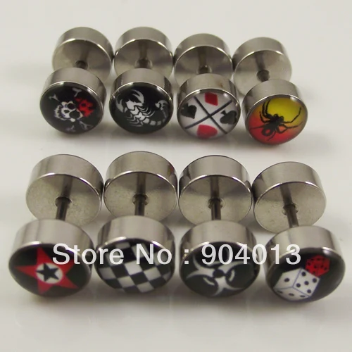 100 шт серьги из нержавеющей стали для ногтей Поддельные для ушного пирсинга туннель, серьга с логотипом пирсинг для ногтей ювелирные изделия
