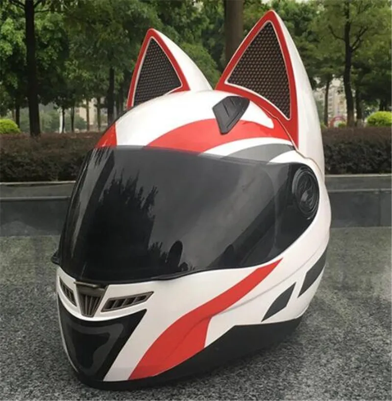 

NITRINOS Motorcycle Helmet Moto Ear Helmet Personality Riding Full Face Women Moto Helmet Motor Helmet 4 Colors Pink Yellow Blac
