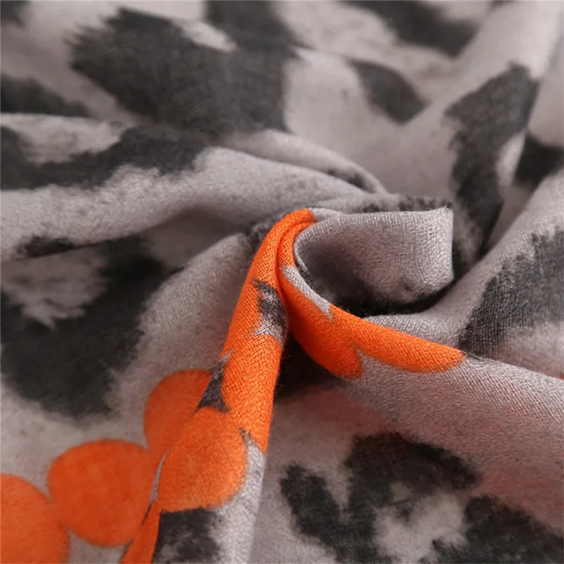 New Fashion Design Hot Women Winter Scarf Leopard Tassel Cotton Linen Color Block Scarf Shawl Wrap Cover crinkle hijab N19#N (5)