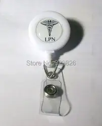 LPN Кадуцей белый удостоверение личности держатель катушки металлический зажим