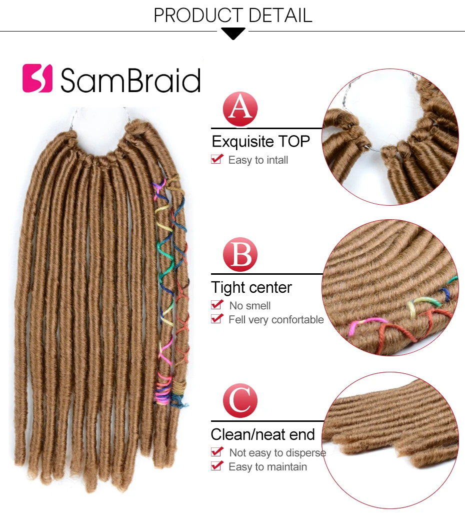 Sambraid новые вязанные косички Faux locs волосы Синтетические плетение наращивание волос высокотемпературное волокно 14 дюймов 190 г/упак. для женщин