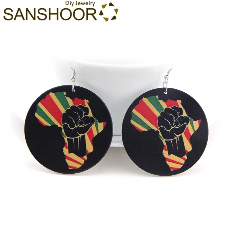 Sanshoor Imprime Los Pendientes Africanos Power Fight Wood 1 Sanshoor Imprime Los Pendientes Africanos Power Fight Wood 1