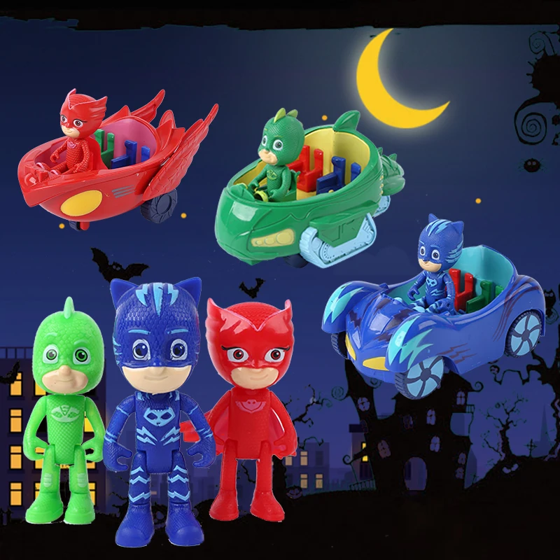 

pj mask car model figure masks Toy Flexible action car Lighting eye protection music effect fastened toys for children gift