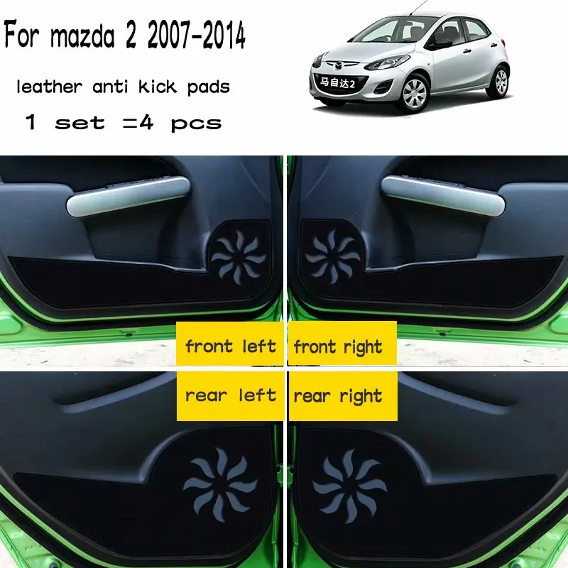 

Leather Car-Styling Anti Kick Pad Anti-dity Doors Mat AccessoriesFor mazda 2 demio 2007 2008 2009 2010 2011 2013 2012 2014
