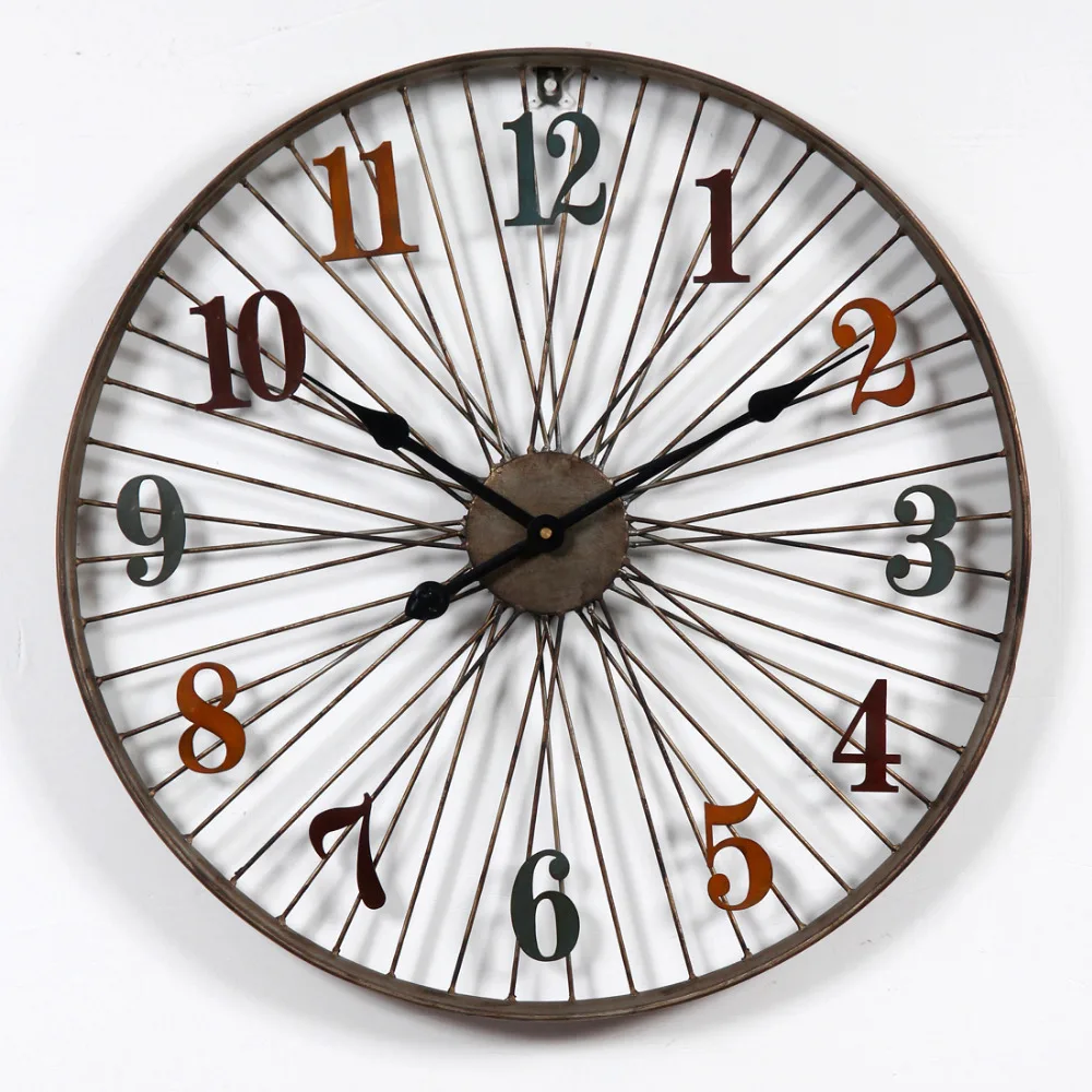 

New European Vintage Retro Style 24inch Iron Wall Clock Livingroom Club Cafe Bar Wall Hanger Clock Home Room Decor