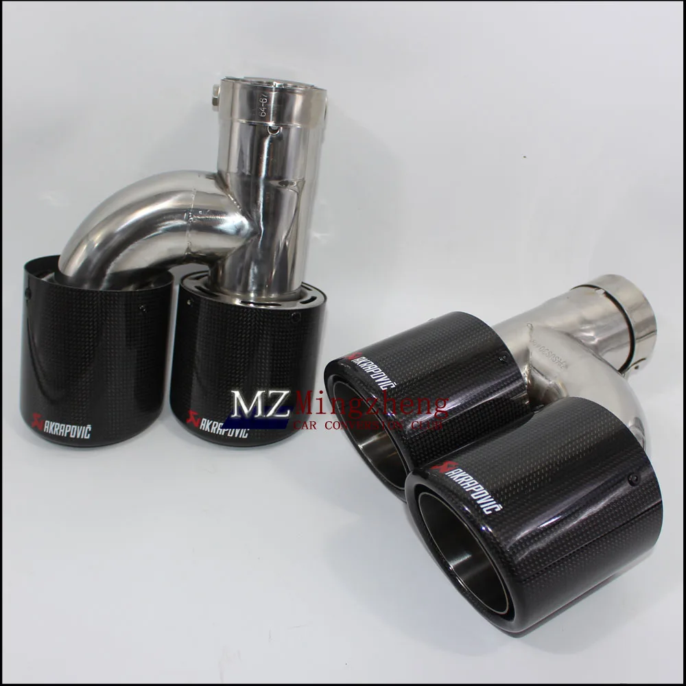 

Car exhaust pipe H Model Akrapovic Carbon Exhausts Dual End Tips for BMW BENZ AUDI VW Exhaust Dual Muffler Pipes Tail Tips