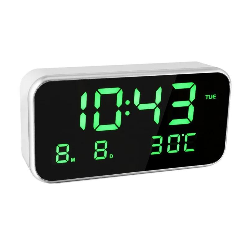 

LED Alarm Clock Multifunction Digital Electronic LED Mirror Clock Temperature Snooze Large Display Home Decor Mirror Function