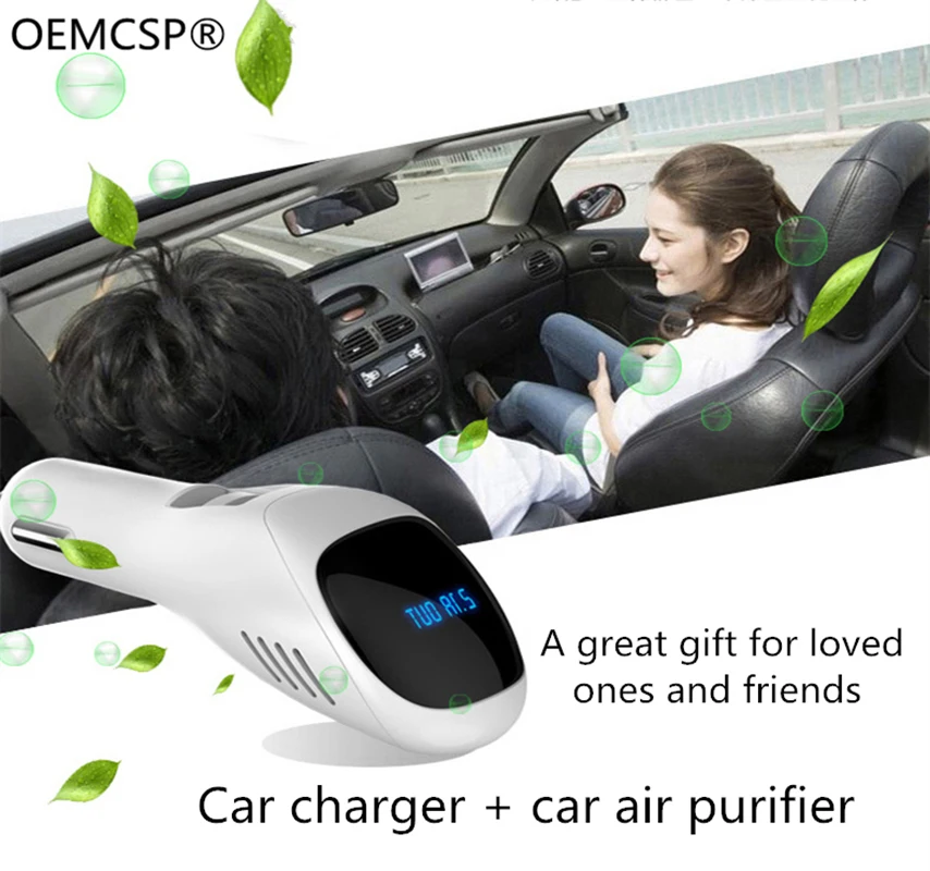 Мини Воздухоочистители освежитель воздуха DC12V двойной зарядное устройство USB Авто автомобиль свежий воздух использования отрицательно заряженных ионов Кислородный Бар Озоновый ионизатор очиститель